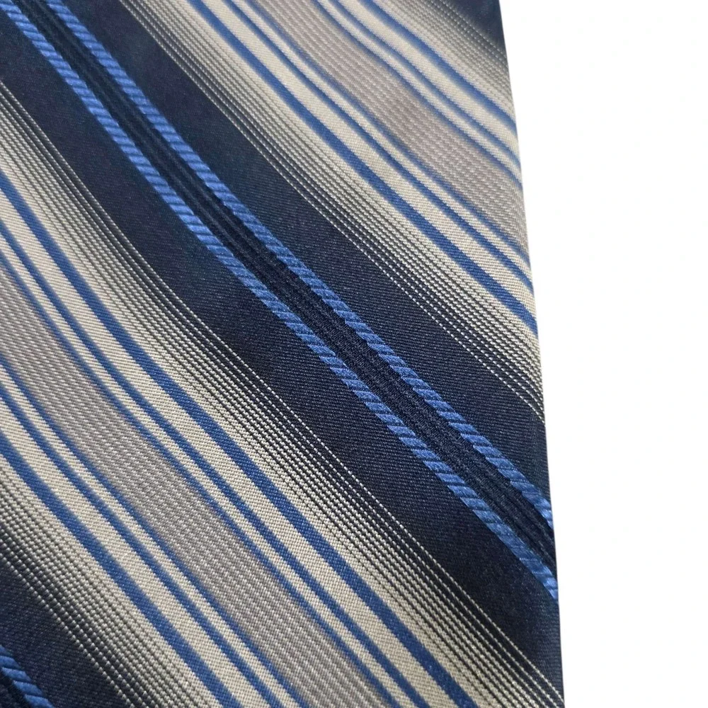 Joseph & Feiss‎ Striped Silk Tie Blue Gray Men's Formal Necktie Designer Estate